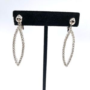 Silver Tone with Rhinestones Dangle clip on Earrings